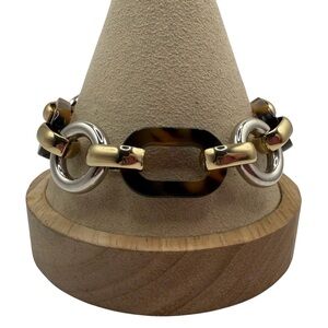 Alfani Gold and Silver Bracelet with Tortoiseshell Links Size 6.5